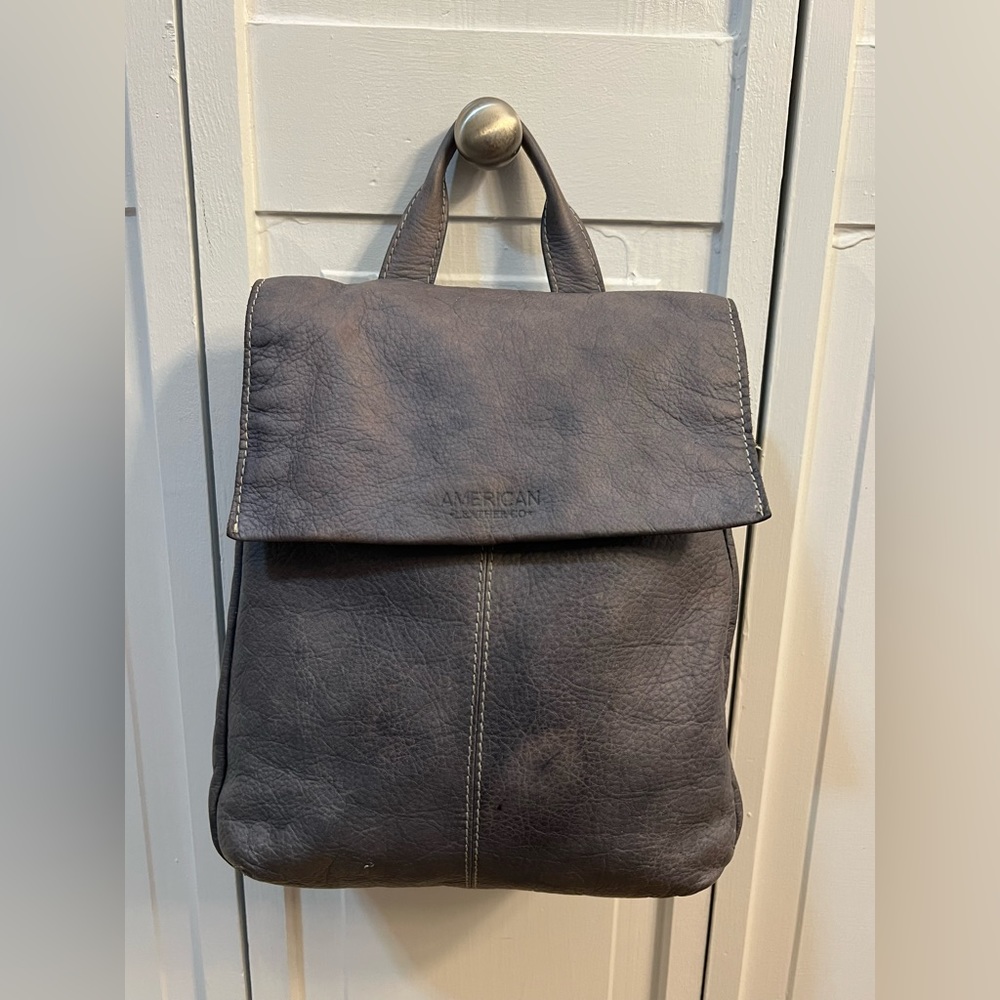 American Leather Co Liberty Soft Leather Blue Backpack